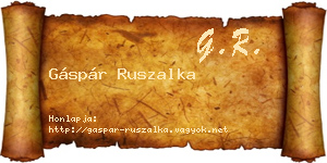 Gáspár Ruszalka névjegykártya